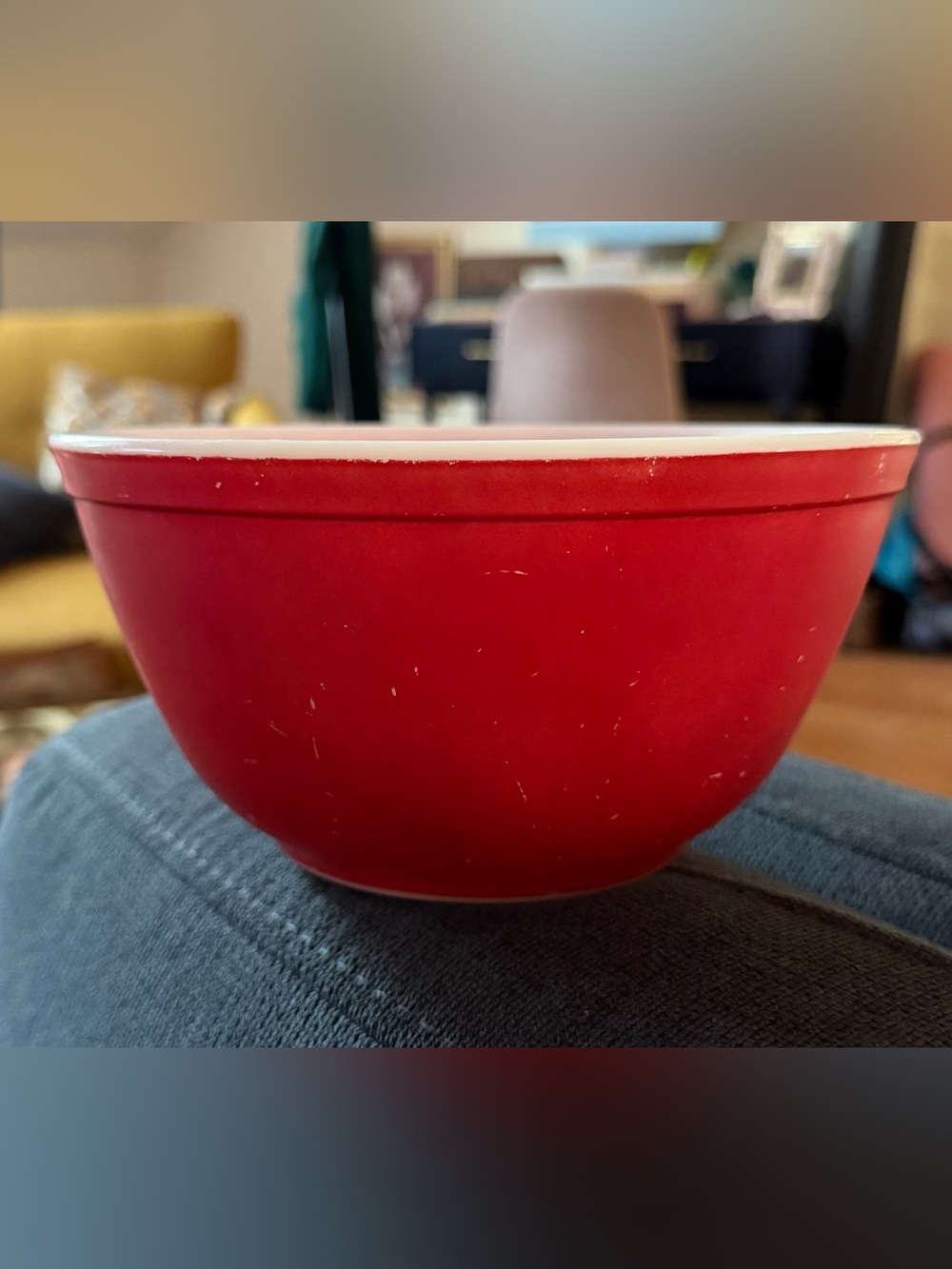 Vintage 1949 PYREX #402 Primary Colors Red Mixing Bowl 1.5 Quart